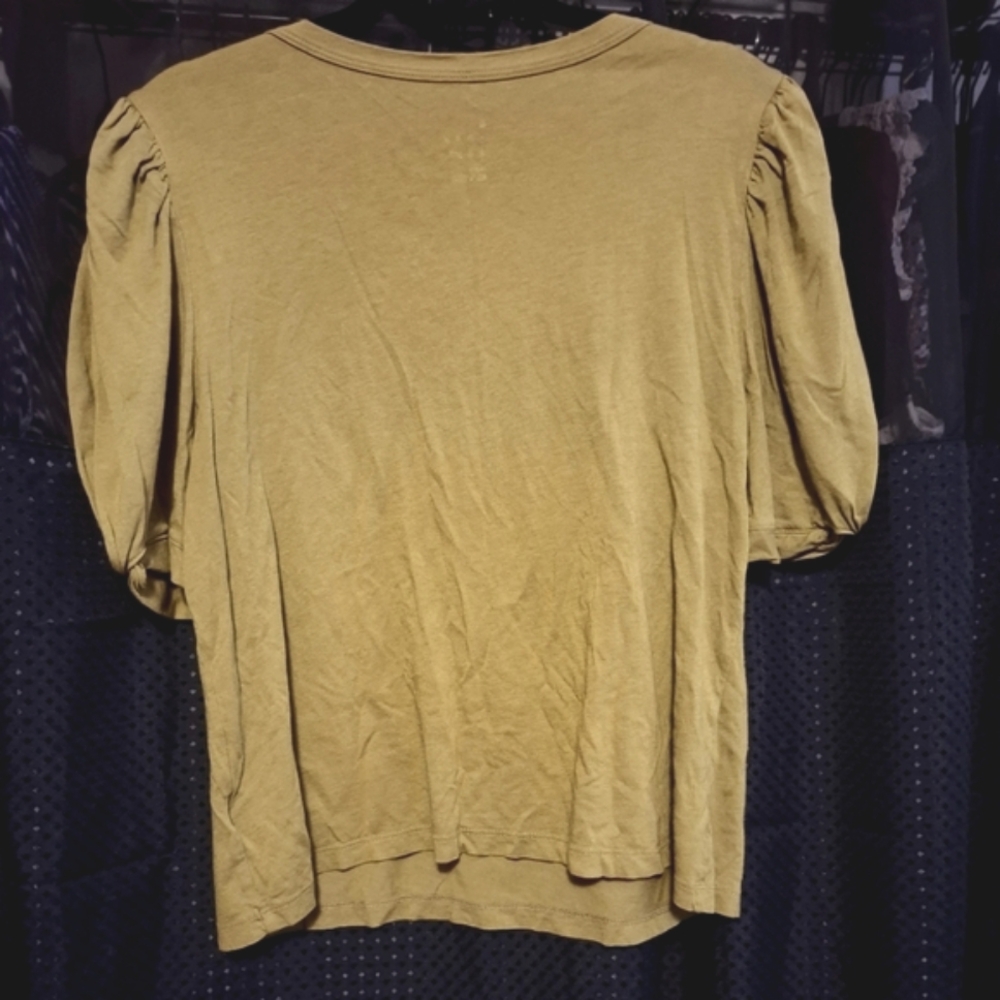 Women's Olive Green Puff Sleeve Top - Picture 5 of 7